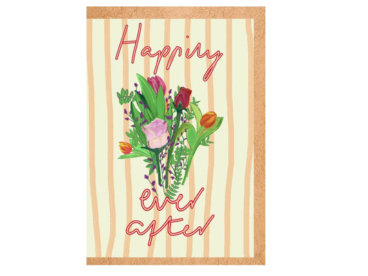 Wedding Card A6 | Hand Drawn Wildflower Bouquet Illustration, Happily Ever After