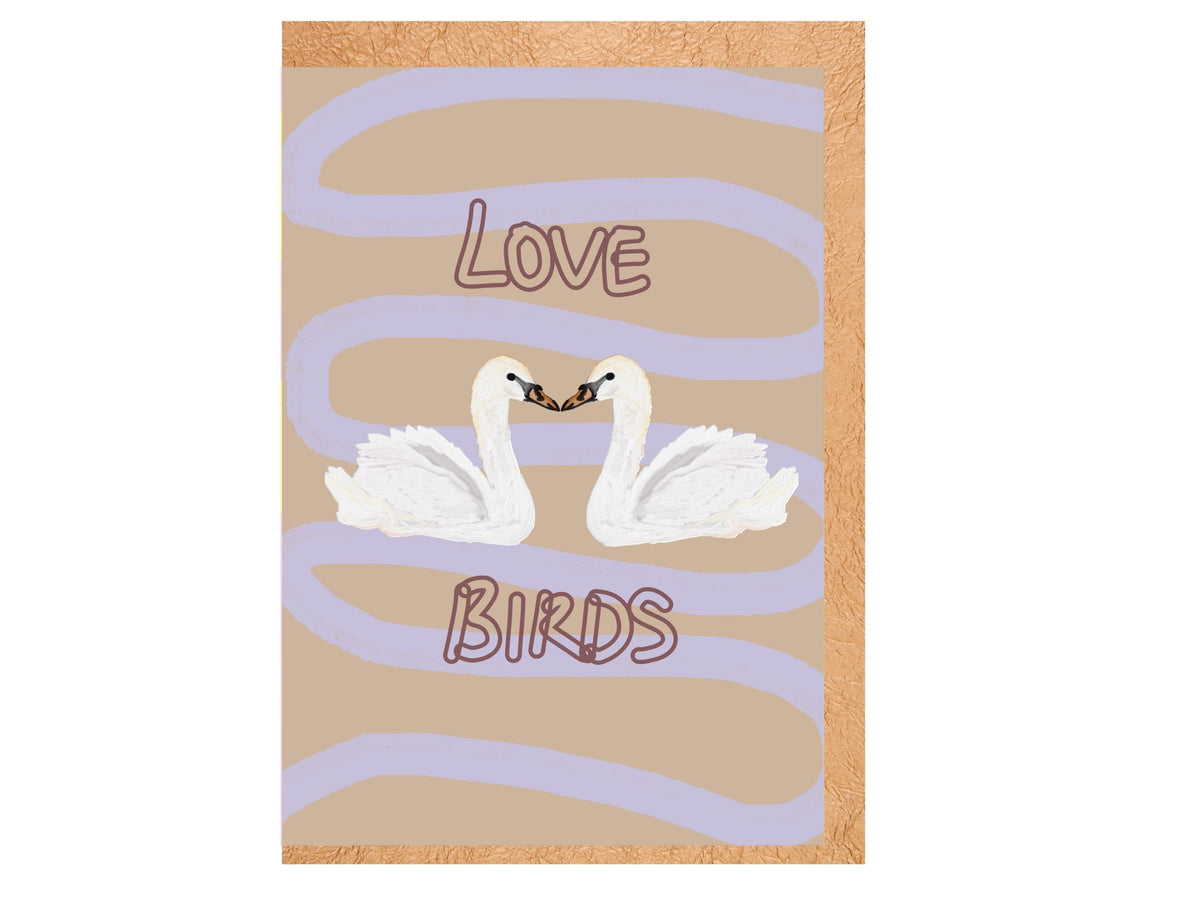 Love Birds Wedding Card | Hand-Illustrated Swans, Romantic Congratulations